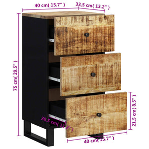 Συρταριέρα με 3 Συρτάρια 40x33,5x75 εκ. από Μασίφ Ξύλο Μάνγκο - Pakobazaar