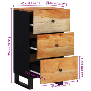 Συρταριέρα με 3 Συρτάρια 40x33,5x75 εκ. από Μασίφ Ξύλο Ακακίας