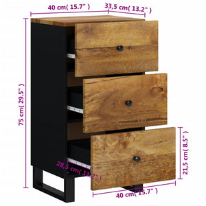 Συρταριέρα με 3 Συρτάρια 40x33,5x75 εκ. από Μασίφ Ξύλο Μάνγκο - Pakobazaar