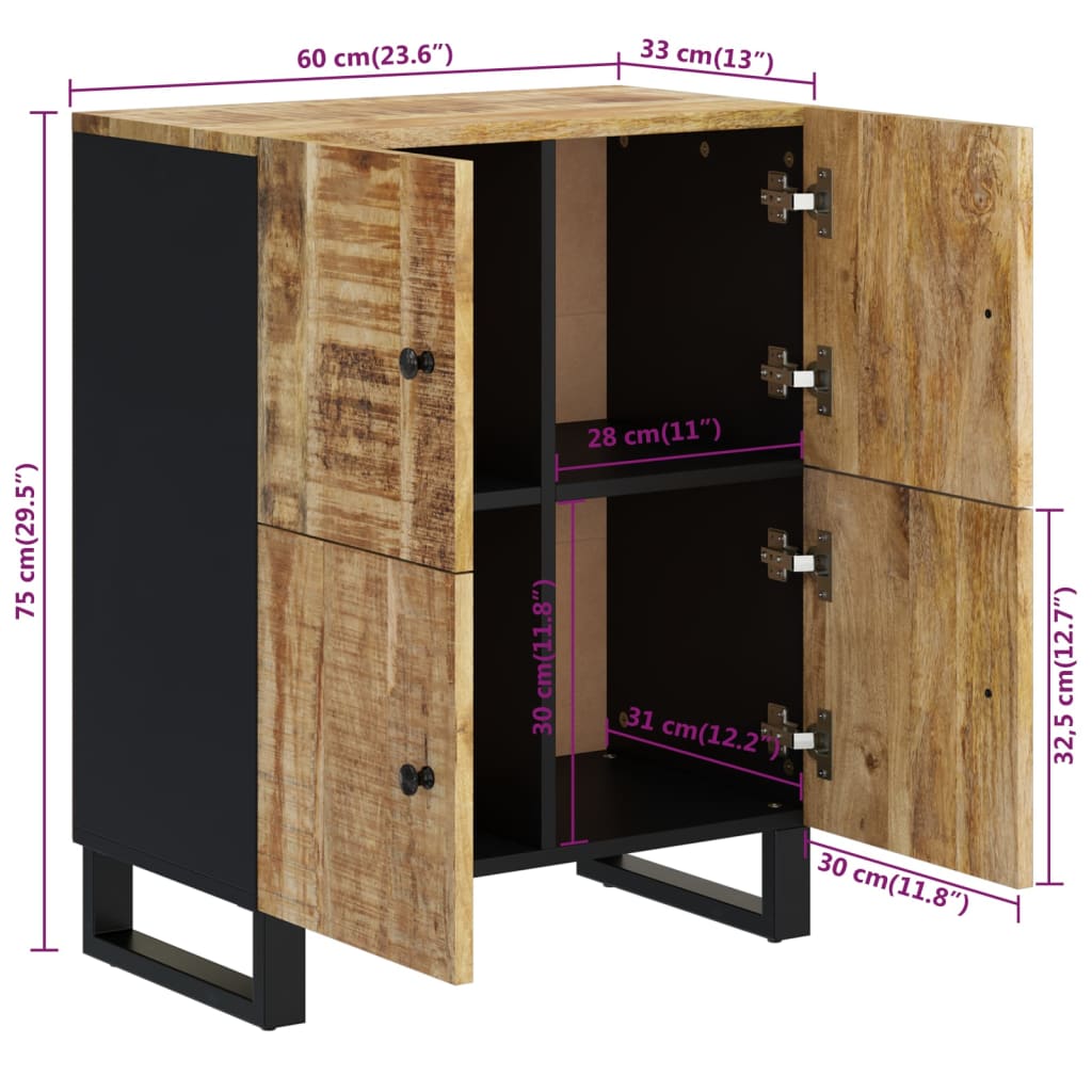 Ντουλάπι με 4 Πόρτες 60 x 33 x 75 εκ. από Μασίφ Ξύλο Μάνγκο