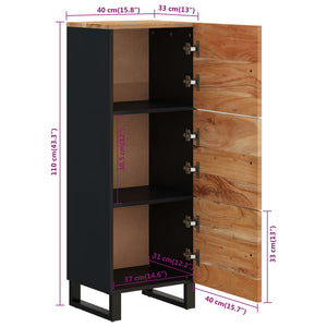 Ντουλάπι Ψηλό με 3 Πόρτες 40x33x110 εκ. Μασίφ Ακακία & Σίδερο - Pakobazaar