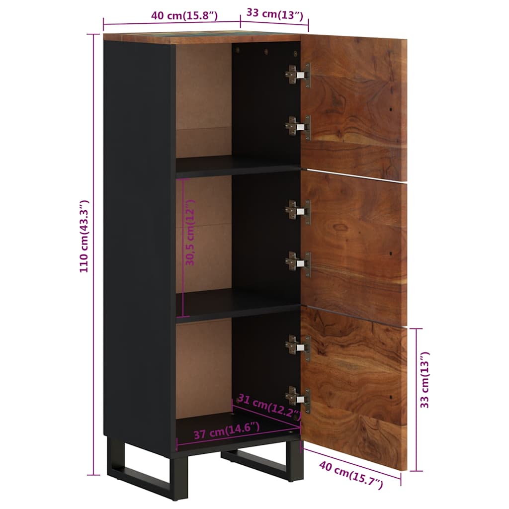 Ντουλάπι Ψηλό με 3 Πόρτες 40x33x110 εκ. Ανακυκλ. Ξύλο / Σίδερο
