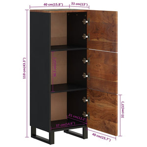 Ντουλάπι Ψηλό με 3 Πόρτες 40x33x110 εκ. Ανακυκλ. Ξύλο / Σίδερο
