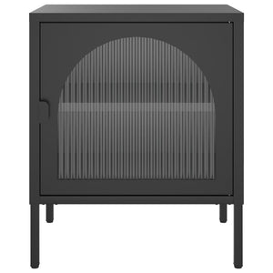 Κομοδίνο Μαύρο 50 x 35 x 60 εκ. από Ατσάλι και Γυαλί