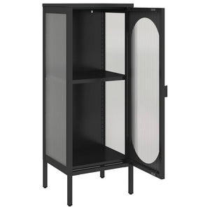 Μπουφές Μαύρος 40 x 35 x 105 εκ. από Γυαλί και Ατσάλι