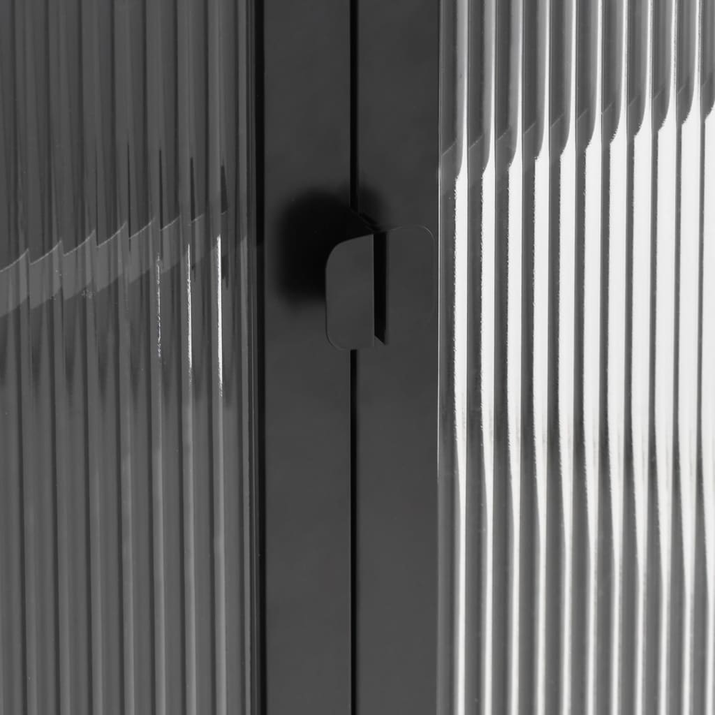 Ψηλό Ντουλάπι Μαύρο 90 x 40 x 180 εκ. από Γυαλί και Ατσάλι