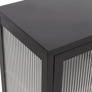 Ντουλάπι Μαύρο 70 x 35 x 70 εκ. από Γυαλί και Ατσάλι