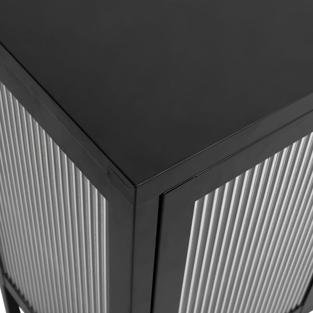 Ντουλάπι Μαύρο 105 x 35 x 70 εκ. από Γυαλί και Ατσάλι