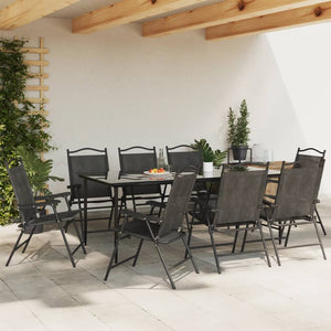 Πτυσσόμενες καρέκλες 8 τεμ. Melange Grey Steel και Textilene