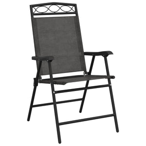 Πτυσσόμενες καρέκλες 4 τεμ. Melange Grey Steel και Textilene