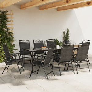 Πτυσσόμενες καρέκλες 8 τεμ. Melange Grey Steel και Textilene