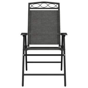 Πτυσσόμενες καρέκλες 8 τεμ. Melange Grey Steel και Textilene