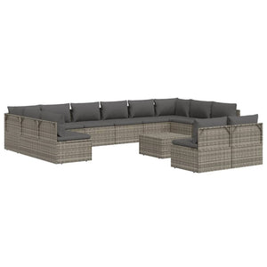 Σαλόνι Κήπου 13 Τεμαχίων Γκρι από Συνθετικό Ρατάν με Μαξιλάρια