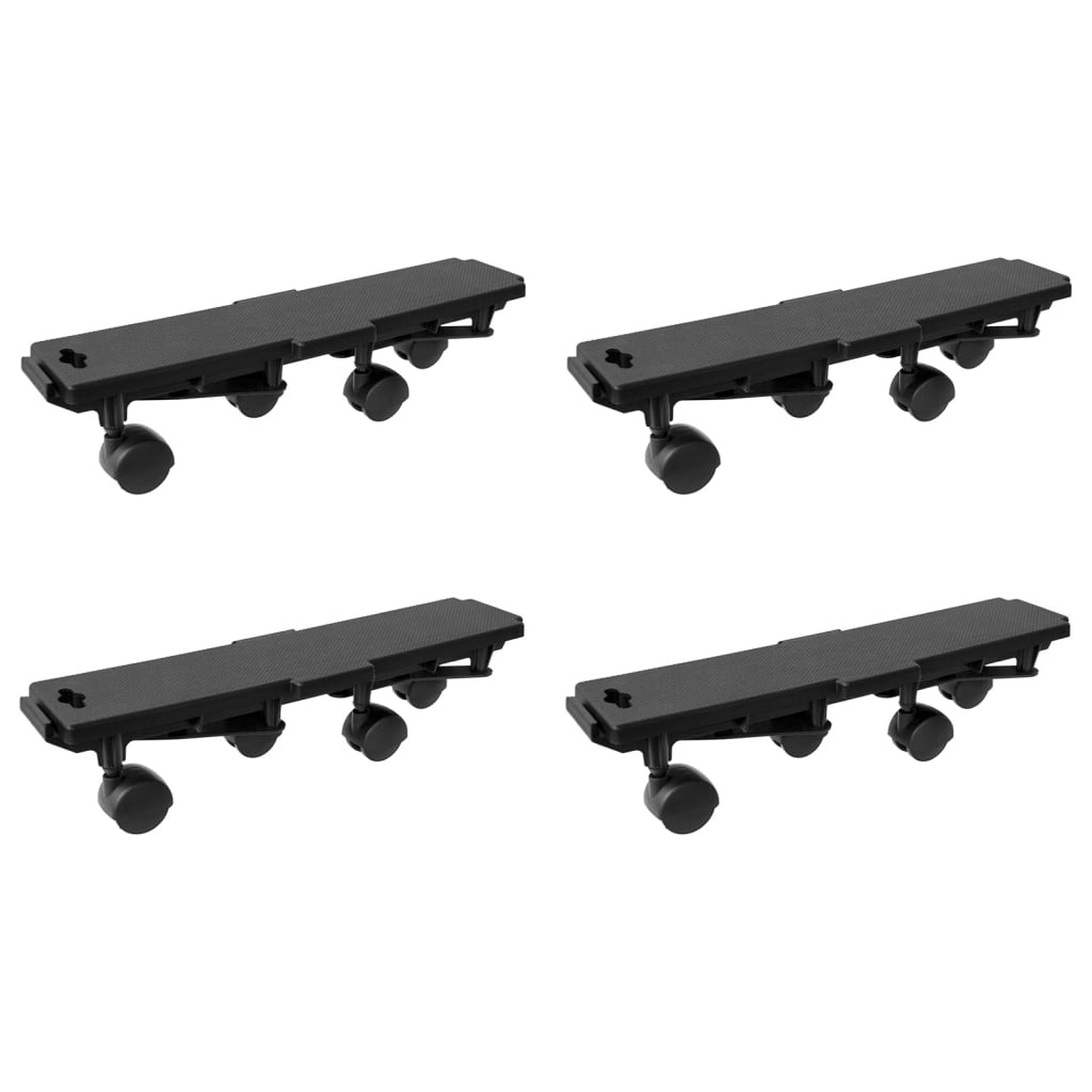 Βάσεις Μεταφοράς με 4 Ρόδες 4 τεμ. Μαύρες 170 κ. Πολυπροπυλένιο