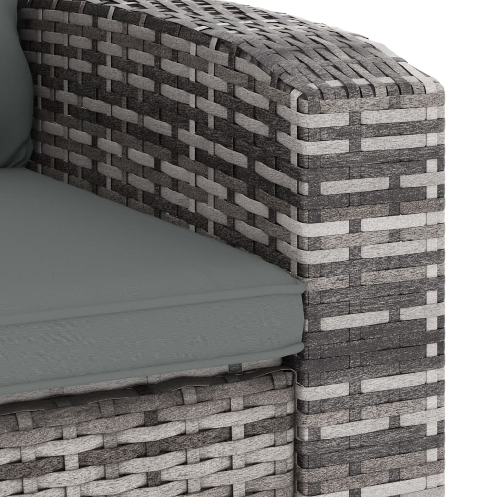 Καρέκλα Κήπου Ανακλινόμενη Γκρι Συνθετικό Ρατάν με Μαξιλάρια - Pakobazaar