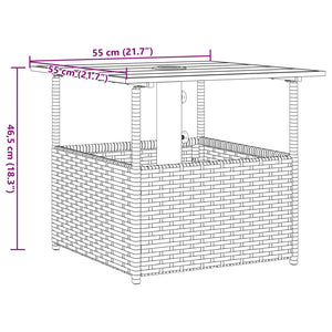 Τραπέζι Κήπου με Οπή Ομπρέλας Καφέ 55x55x46,5εκ. Συνθ. Ρατάν
