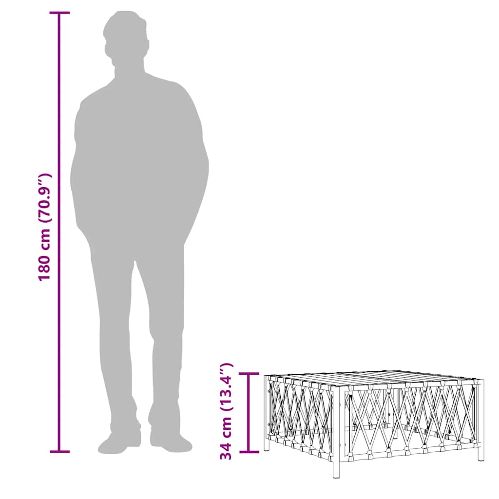 Τραπέζι Κήπου Λευκό 70 x 70 x 34 εκ. από Πλεγμένο Ύφασμα