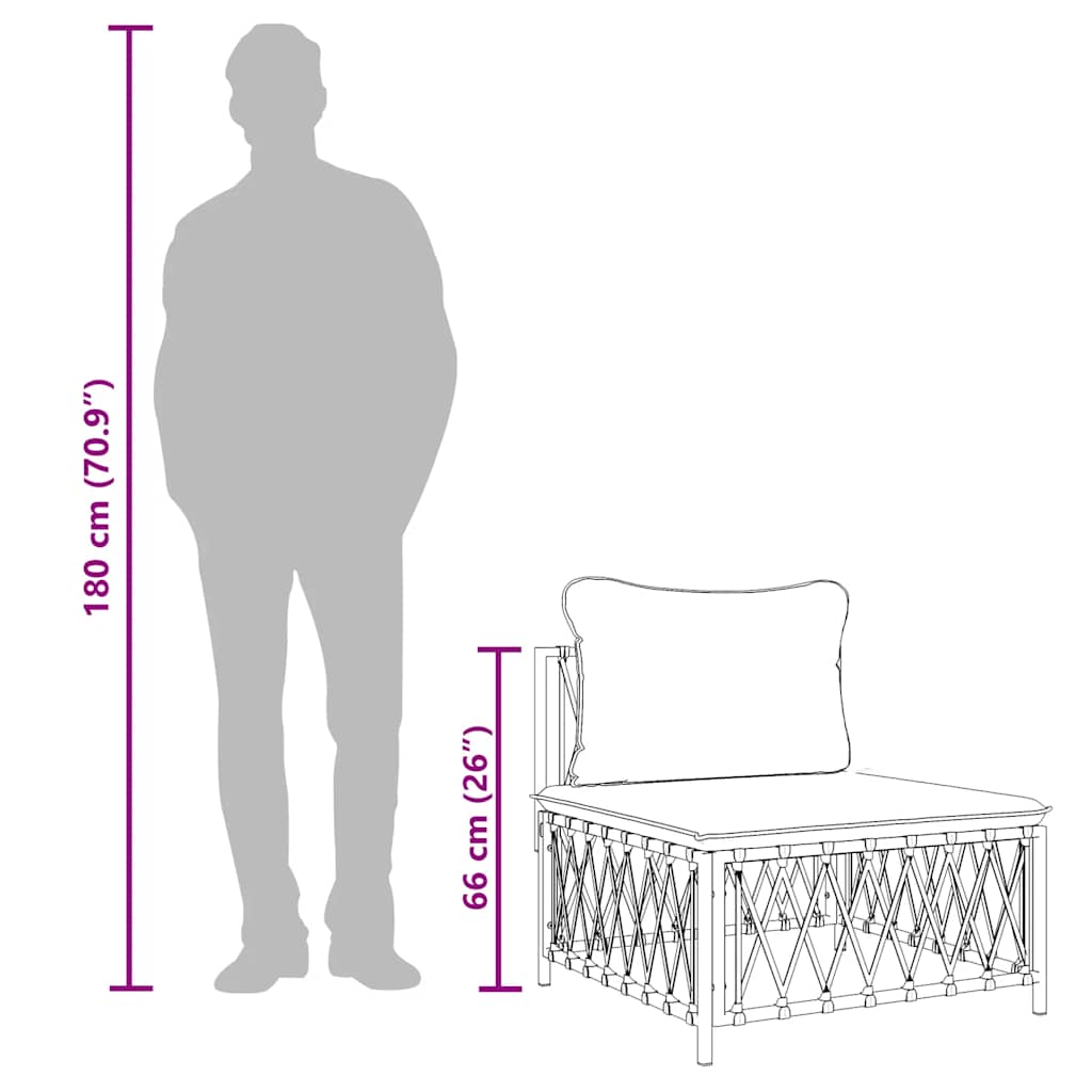 Καναπές Κήπου Μεσαίος Ανθρακί από Πλεγμένο Ύφασμα με Μαξιλάρια