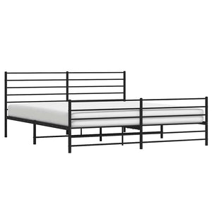 Πλαίσιο Κρεβατιού με Κεφαλάρι&Ποδαρικό Μαύρο 193x20 εκ. Μέταλλο