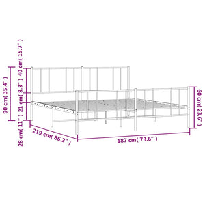 Πλαίσιο Κρεβατιού με Κεφαλάρι&Ποδαρικό Μαύρο 183x213εκ. Μέταλλο