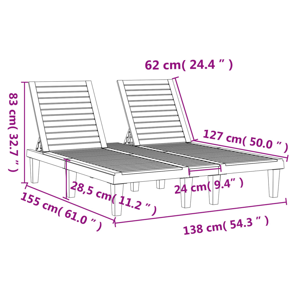 Ξαπλώστρα Διπλή Ανοιχτό Καφέ 155x138x83 εκ. από Πολυπροπυλένιο