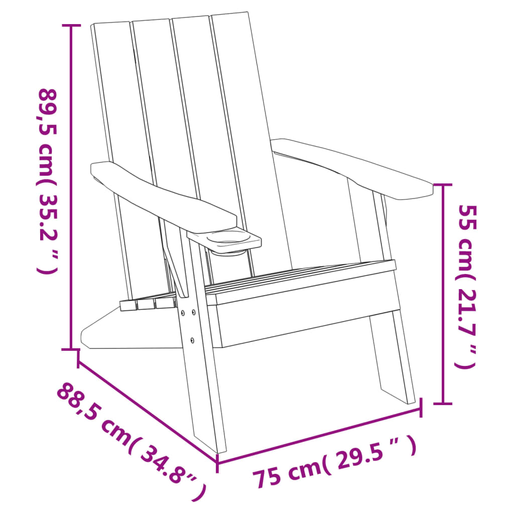Καρέκλα Κήπου Adirondack Αν. Καφέ 75x88,5x89,5 εκ. Πολυπρ/λένιο