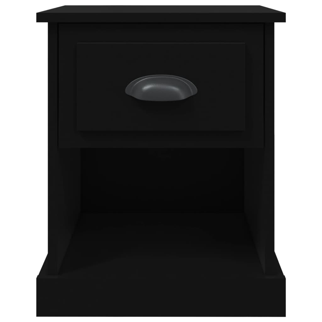 Κομοδίνα 2 τεμ. Μαύρα 39 x 39 x 47,5 εκ. από Επεξεργασμένο Ξύλο - Pakobazaar