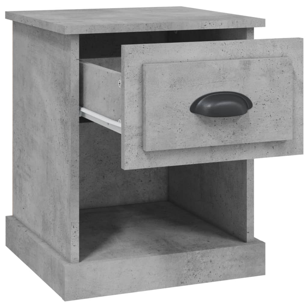 Κομοδίνα 2 τεμ. Γκρι Σκυροδέματος 39x39x47,5 εκ. Επεξεργ. Ξύλο