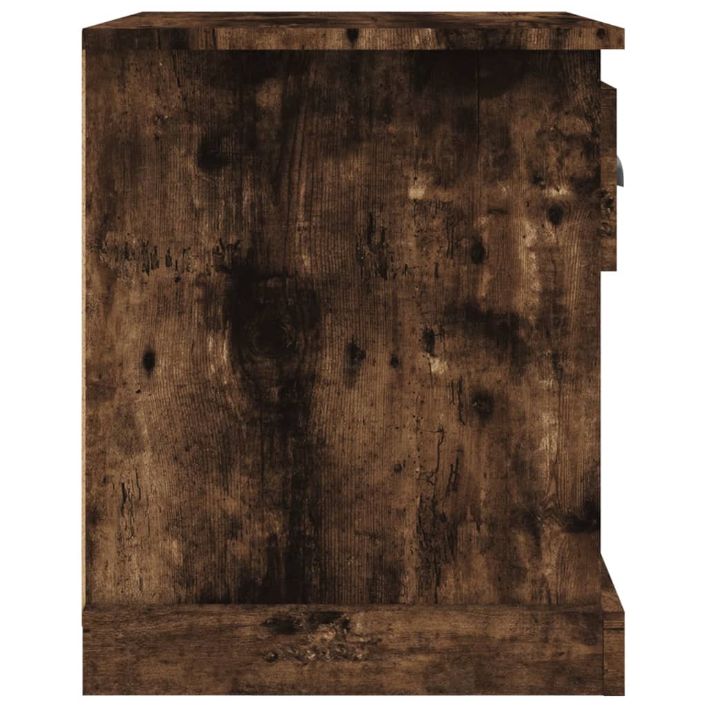 Κομοδίνα 2 τεμ. Καπνιστή Δρυς 39x39x47,5 εκ. Επεξεργασμένο Ξύλο - Pakobazaar