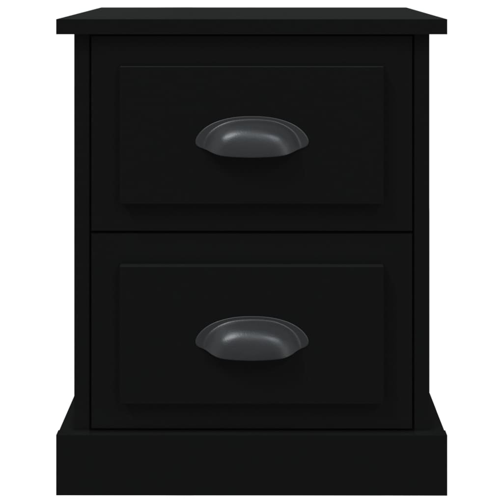 Κομοδίνα 2 τεμ. Μαύρα 39 x 39 x 47,5 εκ. από Επεξεργασμένο Ξύλο - Pakobazaar