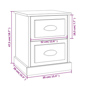 Κομοδίνα 2 τεμ. Μαύρα 39 x 39 x 47,5 εκ. από Επεξεργασμένο Ξύλο - Pakobazaar