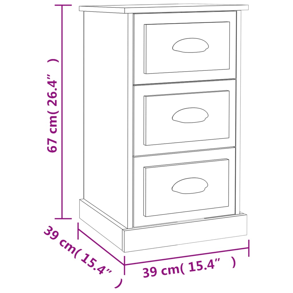 Κομοδίνο Καφέ δρυς 39x39x67 εκ. από Επεξεργασμένο Ξύλο