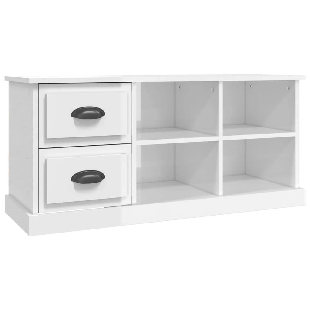 Έπιπλο Τηλεόρασης Γυαλ. Λευκό 102x35,5x47,5 εκ. Επεξεργ. Ξύλο
