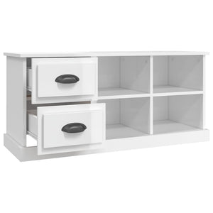 Έπιπλο Τηλεόρασης Γυαλ. Λευκό 102x35,5x47,5 εκ. Επεξεργ. Ξύλο