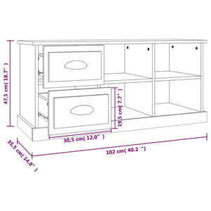 Έπιπλο Τηλεόρασης Καπνιστή Δρυς 102x35,5x47,5 εκ. Επεξ. Ξύλο