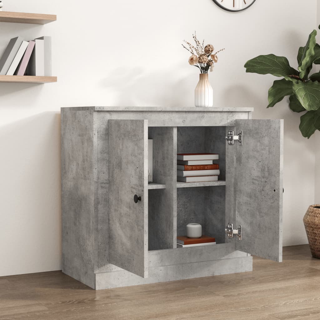 Μπουφές Γκρι Σκυροδέματος 70x35,5x67,5 εκ. Επεξεργασμένο Ξύλο