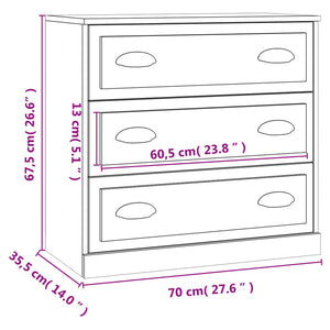 Ντουλάπι Μαύρο 70 x 35,5 x 67,5 εκ. από Επεξεργασμένο Ξύλο