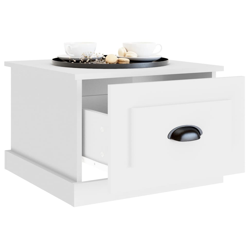 Τραπεζάκι Σαλονιού Λευκό 50x50x35 εκ. από Επεξεργασμένο Ξύλο