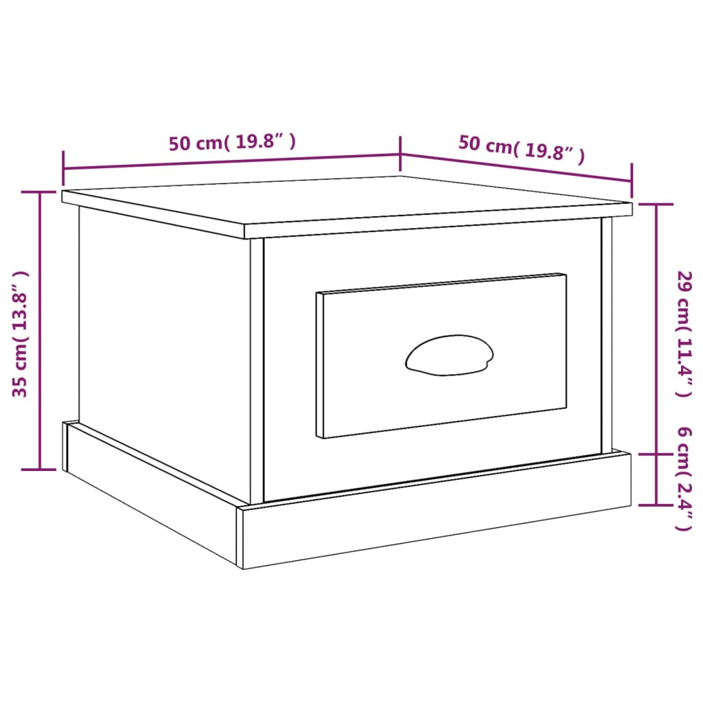 Τραπεζάκι Σαλονιού Καφέ Δρυς 50x50x35 εκ. Επεξεργασμ. Ξύλο