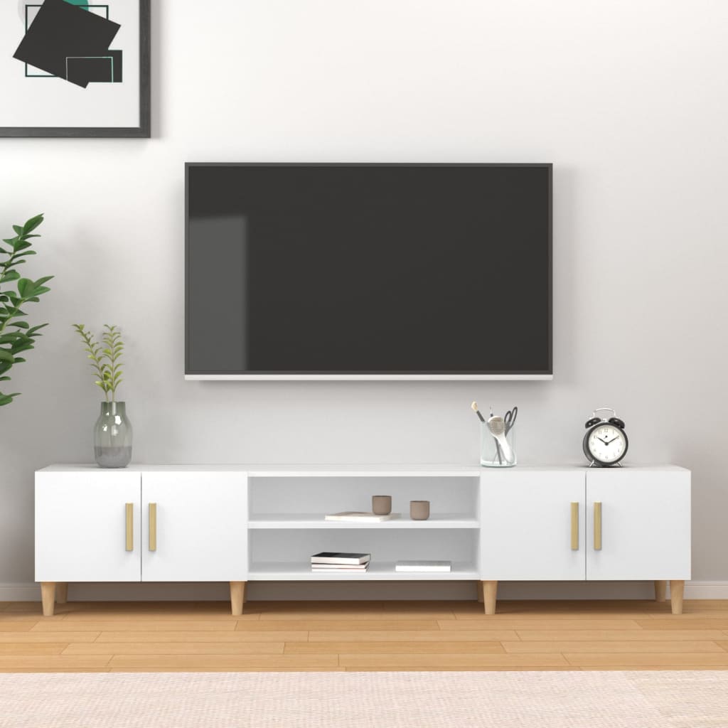 Έπιπλο Τηλεόρασης Λευκό 180x31,5x40 εκ. από Τεχνητό Ξύλο - Pakobazaar