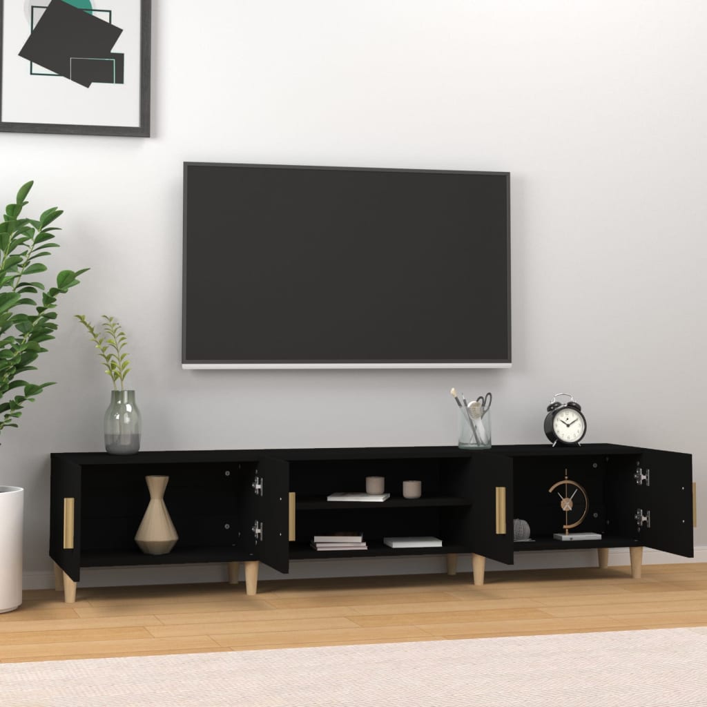 Έπιπλο Τηλεόρασης Μαύρο 180x31,5x40 εκ. Επεξεργασμένο Ξύλο - Pakobazaar