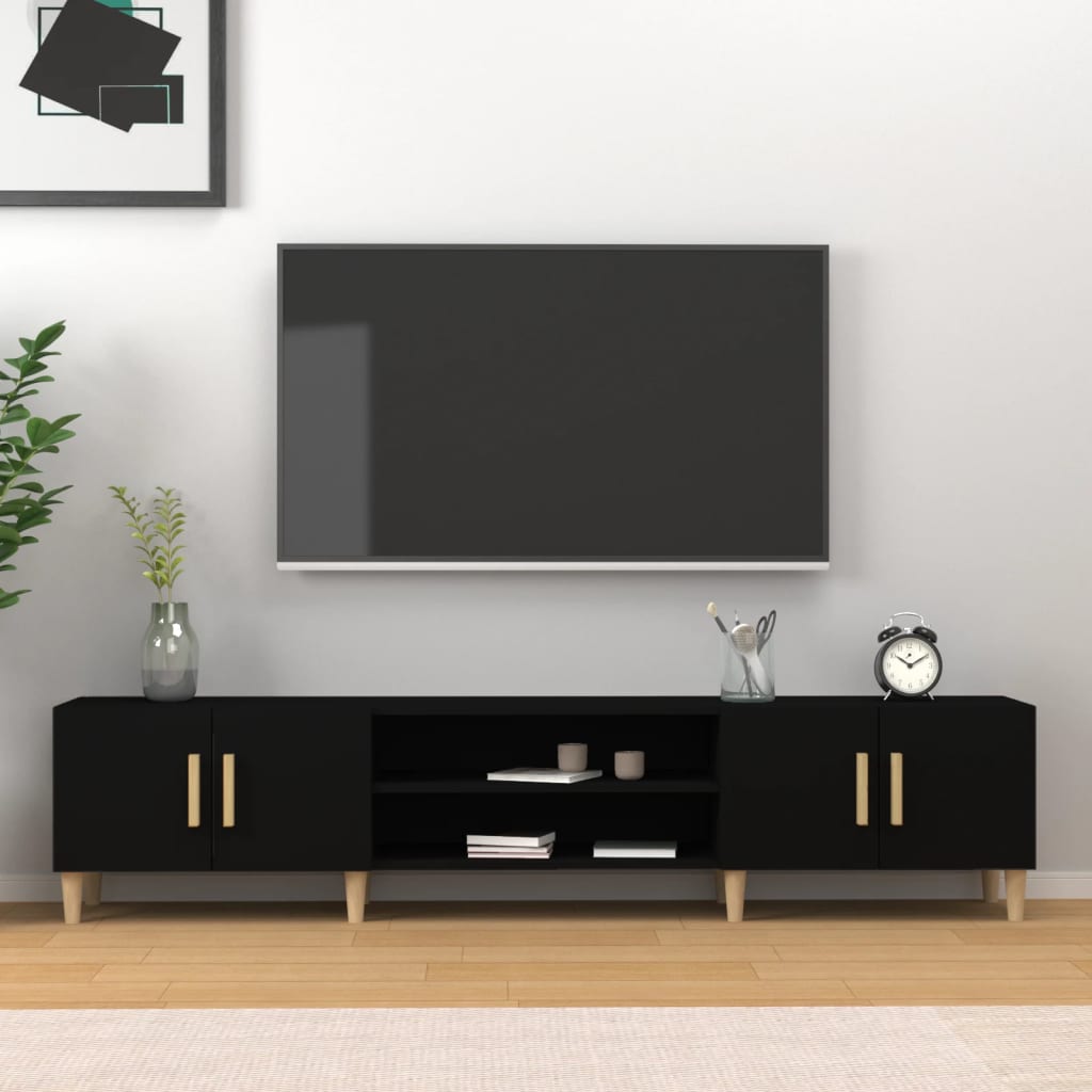 Έπιπλο Τηλεόρασης Μαύρο 180x31,5x40 εκ. Επεξεργασμένο Ξύλο - Pakobazaar