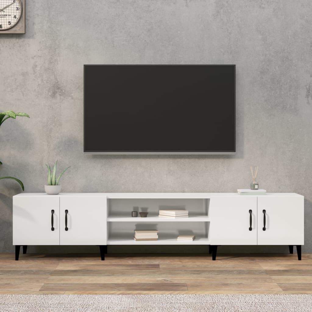 Έπιπλο Τηλεόρασης Γυαλ. Λευκό 180x31,5x40 εκ Επεξεργασμένο Ξύλο - Pakobazaar