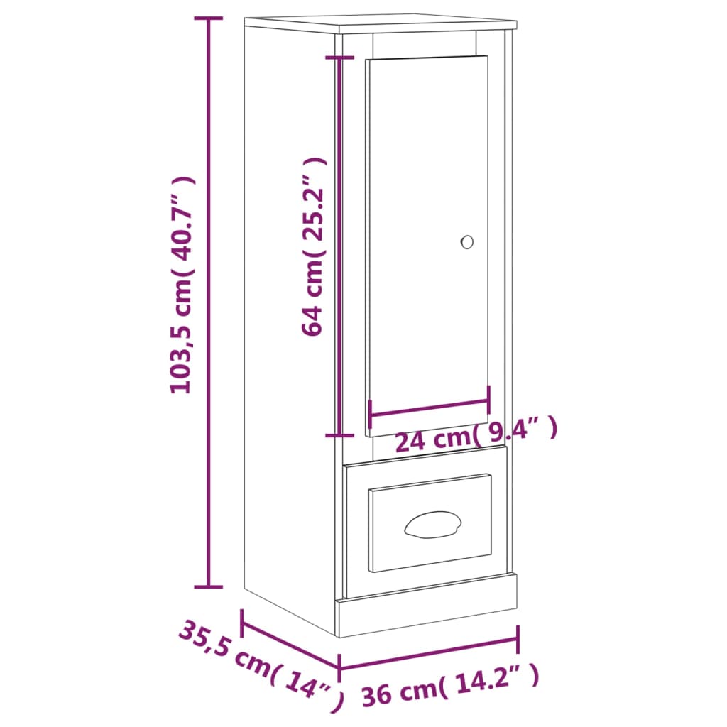 Ντουλάπι Καφέ δρυς 36x35,5x103,5 εκ. από Επεξεργασμένο Ξύλο