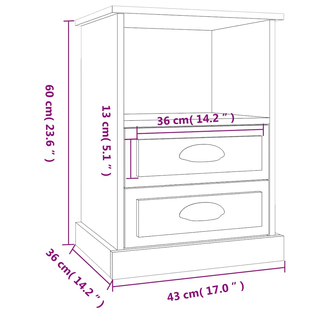 Κομοδίνα 2 τεμ. Γυαλιστερό Λευκό 43x36x60 εκ.