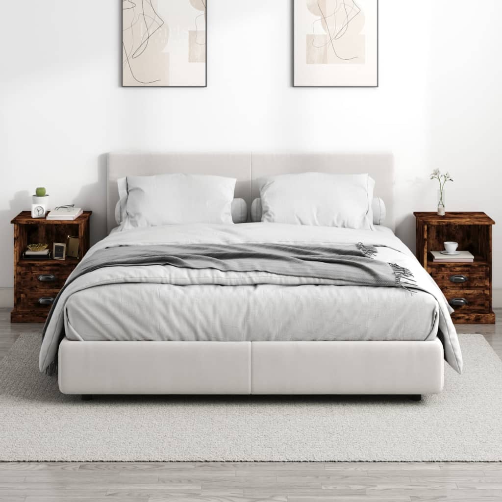 Κομοδίνα 2 τεμ. Καπνιστή Δρυς 43x36x60 εκ.