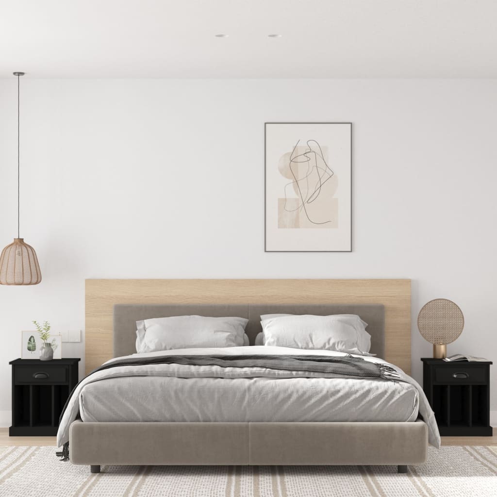 Κομοδίνα 2 τεμ. Μαύρα 43 x 36 x 50 εκ.