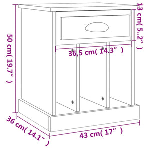Κομοδίνα 2 τεμ. Γκρι Σκυροδέματος 43x36x50 εκ.