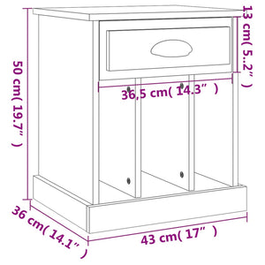 Κομοδίνο Καφέ Δρυς 43x36x50 εκ.