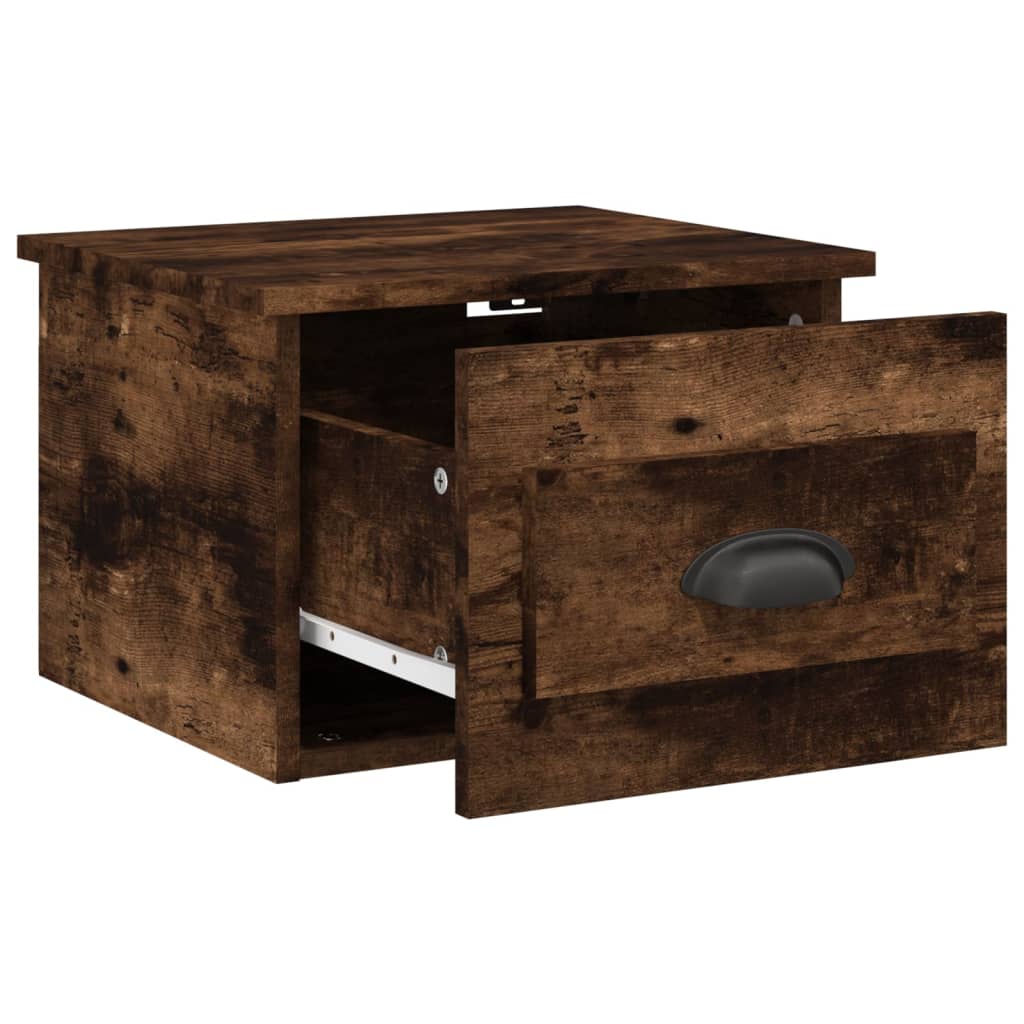 Κομοδίνα Επιτοίχια 2 τεμ. Καπνιστή Δρυς 41,5x36x28 εκ.